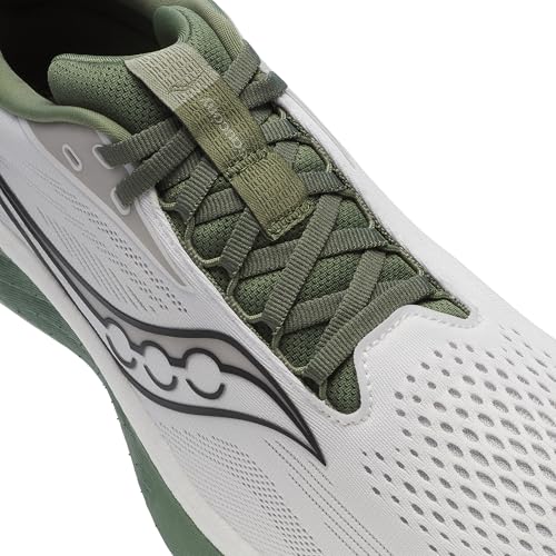 Saucony Men's Ride 18 Sneaker, White/Olivine, 13