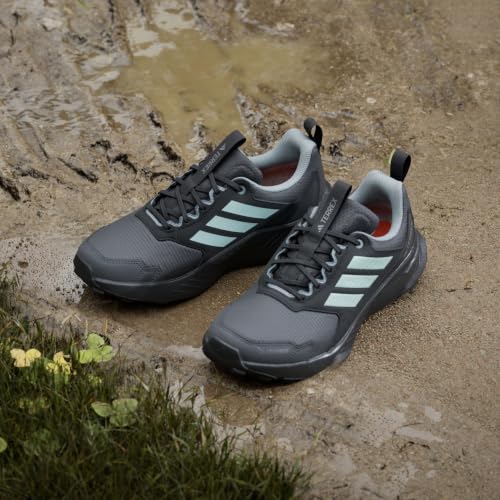Adidas Women's Terrex Tracefinder 2 Climaproof Trail Running, Carbon/Semi Flash Aqua/Grey, 8
