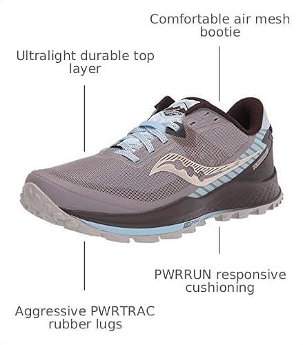 Saucony Women's Peregrine 11 Trail Running Shoe, Zinc/Sky/Loom 8 Wide