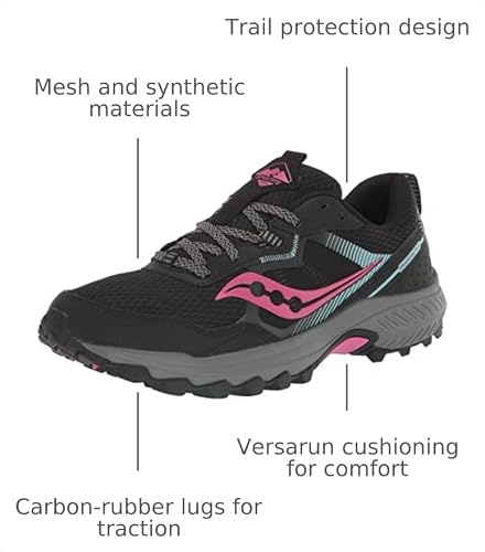 Saucony womens Excursion Tr16 Trail Running Shoe, Black/Fuchsia, 8.5 US