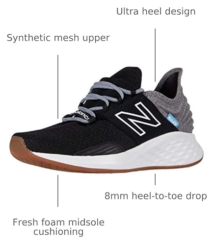 New Balance Women's Fresh Foam Roav Running Shoe,Black/Light Aluminum,8