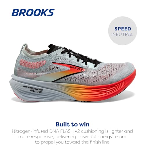 Brooks Unisex Hyperion Elite 4 Neutral Running Shoe for Men & Women - Illusion Blue/Coral/Orange - 8.5 Medium - alternate view 2