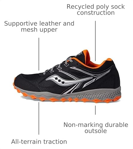 Saucony Cohesion Tr14 Lace to Toe Sneaker, Black/Orange, 1 Wide US Unisex Big_Kid