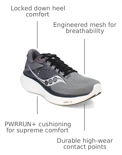 Saucony Men's Ride 17 Sneaker, Cinder/Black, 12