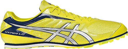 ASICS Men's Hyper LD 5 Track Field Shoes, Flash/Yellow/Silver/Navy, 12