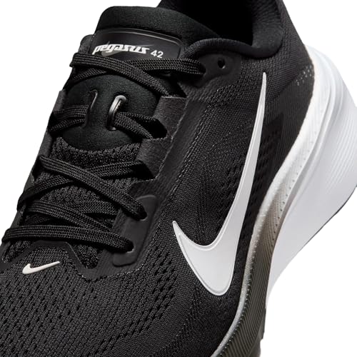 Nike Women's Air Zoom Pegasus 42 Sneaker, Black/White/Iron Grey, 9 Wide