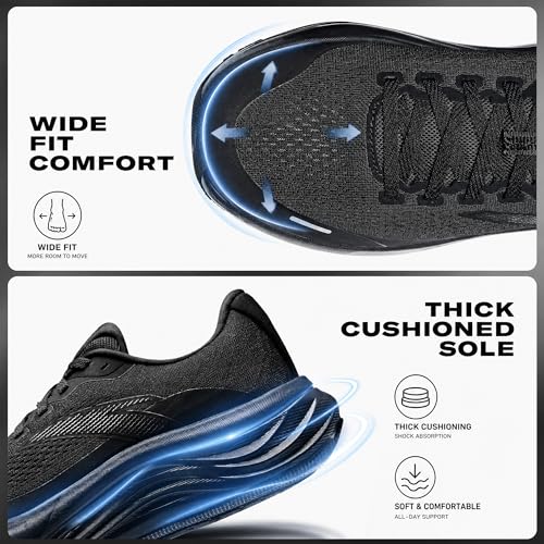 ANTA Men’s PG7 Running Shoes Cushioning Comfortable Breathable Athletic Workout Gym Cross Trainer Sports Sneakers, Black, 12