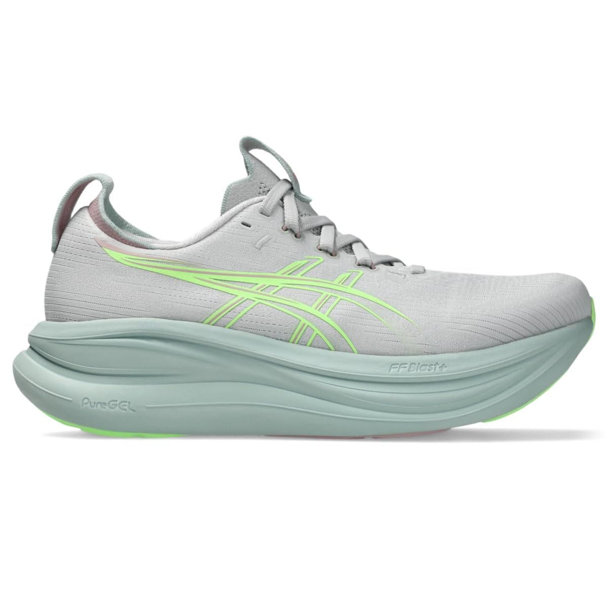 ASICS Women's Gel-Nimbus 28 Running Shoes, 5.5, Cloud Grey/Illuminate Green