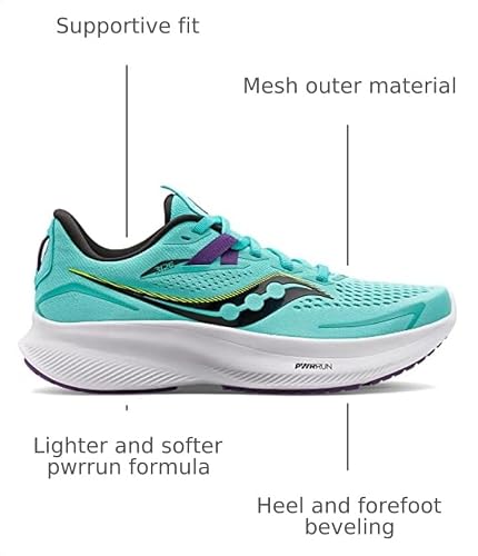 Saucony Women's Ride 15 Running Shoe, Cool Mint/Acid, 11.5