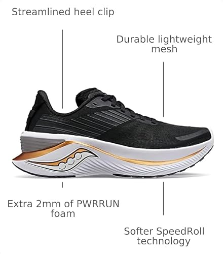 Saucony Men's Endorphin Shift 3 Running Shoe, Black/GOLDSTRUCK, 9.5 Wide