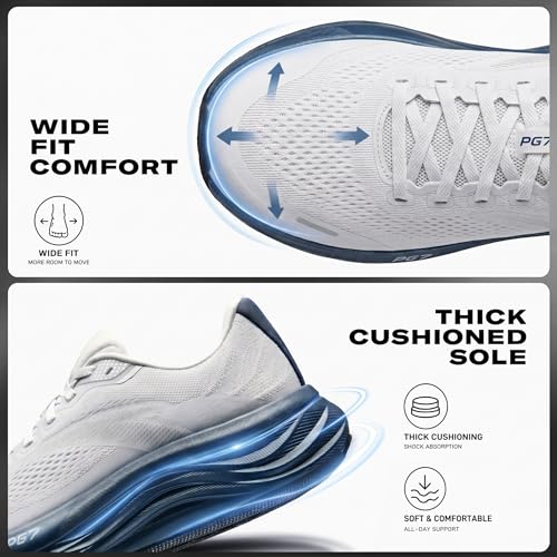 ANTA Men’s PG7 Running Shoes Cushioning Comfortable Breathable Athletic Workout Gym Cross Trainer Sports Sneakers, Gray/Navy Blue, 13