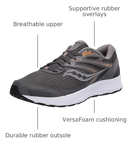 Saucony Men's Cohesion 13 Walking Shoe, Dark Grey/Orange, 10 M US