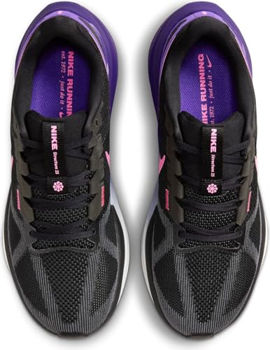 Nike Men's Structure 25 Road Running Shoes, Black Laser Fuchsia Anthracite, 10 US