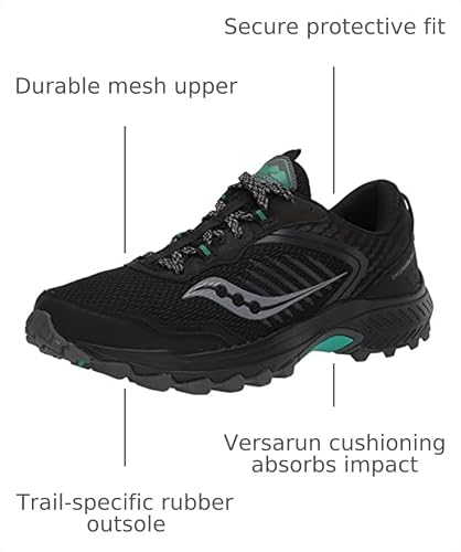 Saucony Women's Excursion TR15 Trail Running Shoe, Black/Jade, 9