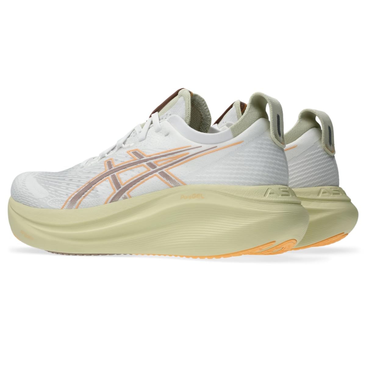ASICS Men's Gel-Nimbus 27 Running Shoes, 9.5, White/Fawn