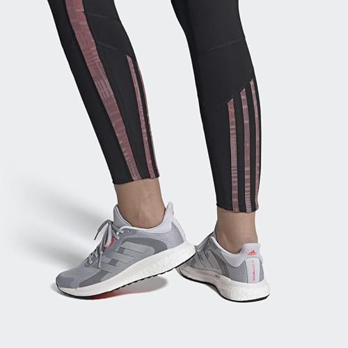 adidas Womens Solar Glide 4 ST Halo Silver/Crystal White/Solar Red 8