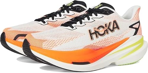 HOKA Mens Mach X 3 (White/Neon Tangerine, US Footwear Size System, Adult, Men, Numeric, Medium, 10)