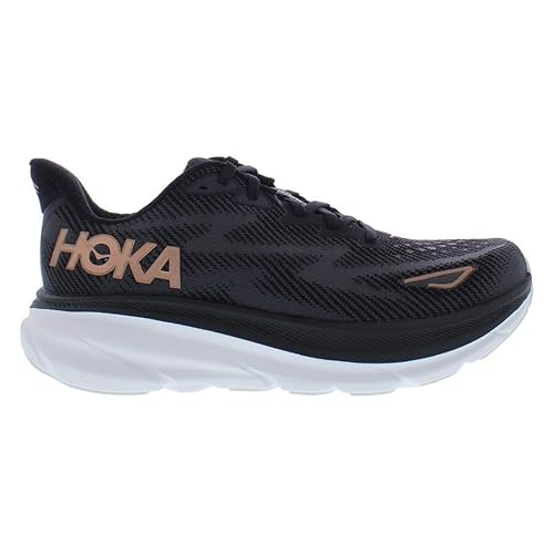 HOKA ONE ONE Clifton 9 Womens Shoes Size 7.5, Color: Black/Rose Gold