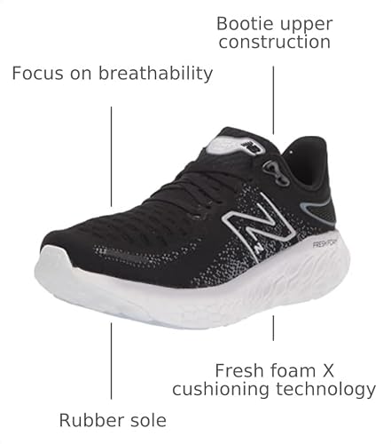 New Balance Women's Fresh Foam X 1080 V12 Running Shoe, Black/Thunder/Violet Haze, 5 Medium US