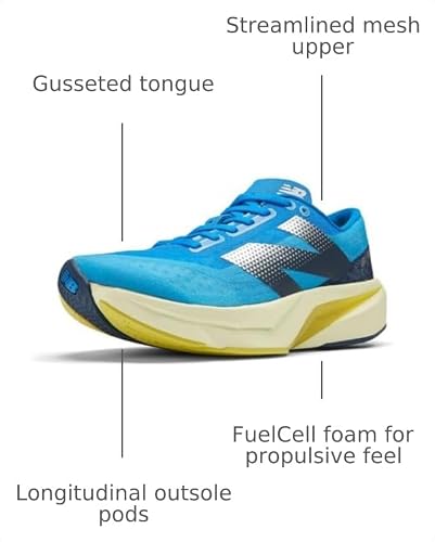 New Balance Women's FuelCell Rebel V4 Running Shoe, Spice Blue/Limelight/Blue Oasis, 5.5 M