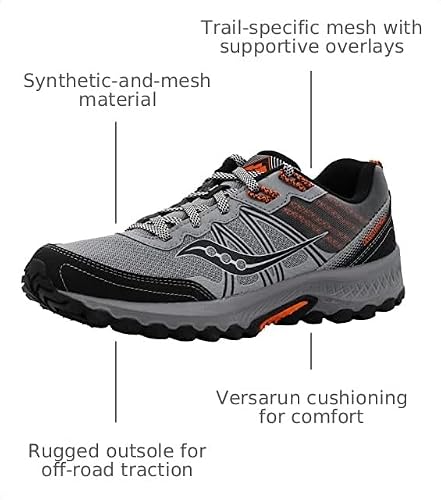 Saucony Men's Excursion Tr14 Grey/Orange Trail Running Shoe 13 M US