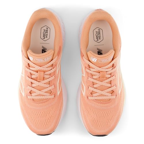 New Balance Women's Fresh Foam 680 V8 Running Shoe, Peach Nectar/White/Permafrost, 8 M