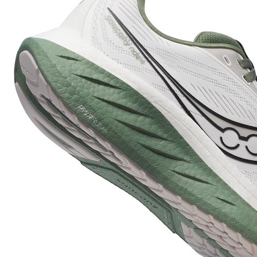 Saucony Men's Ride 18 Sneaker, White/Olivine, 13