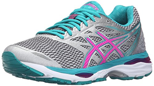 ASICS Women's Gel-Cumulus 18 Running Shoe, Silver/Pink Glow/Lapis, 5 M US