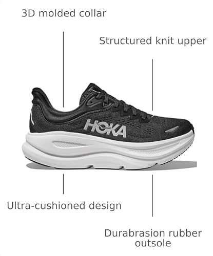 Hoka Women's Bondi 9 Black/White 9 Medium - alternate view 3