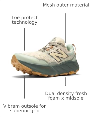 New Balance Women's Fresh Foam X Hierro V9 Trail Running Shoe, Calcium/Dark Juniper, 5 W