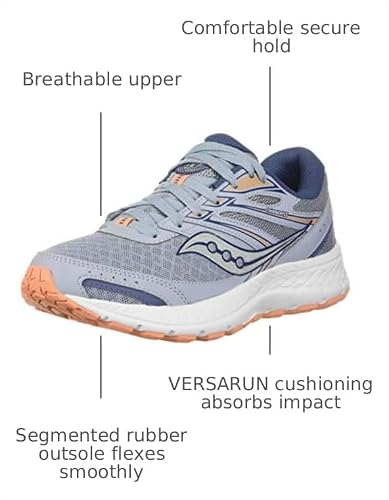 Saucony Women's Cohesion 13 Running Shoe, Blue Mist/Melon, 8.5