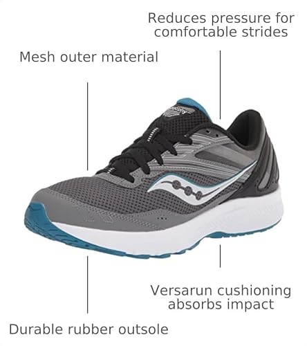 Saucony Men's Cohesion 15 Sneaker, Charcoal/Topaz, 12.5