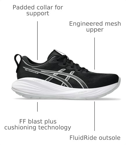 ASICS Women's Gel-Cumulus 27 Running Shoes, 8.5, Black/Concrete