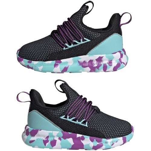 adidas Unisex-Baby Lite Racer Adapt 7.0, Black/Purple Burst/Flash Aqua, 8.5
