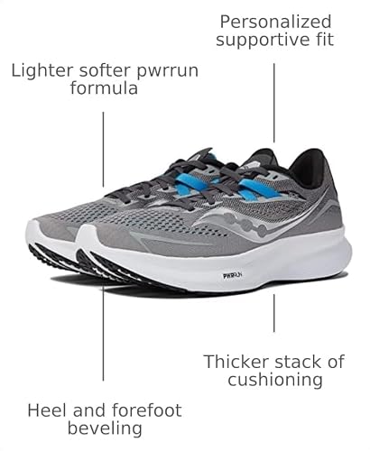 Saucony Men's Ride 15 Sneaker, Alloy/Topaz, 11