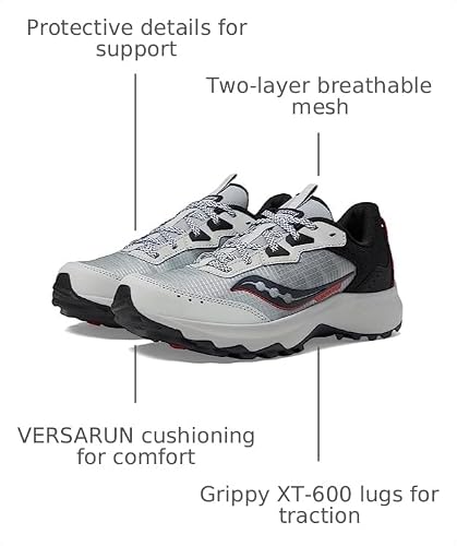 Saucony Men's Aura Tr Sneaker, Concrete/Black, 8 Wide