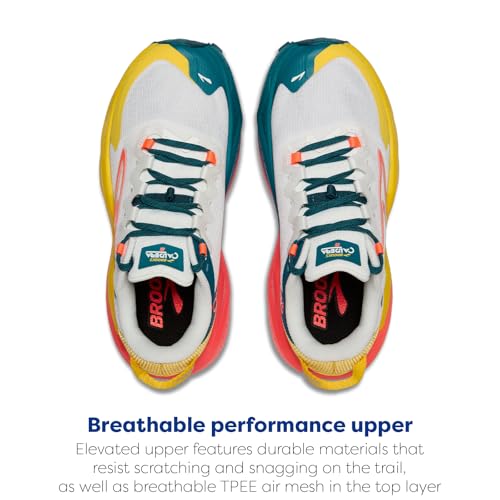 Brooks Women’s Caldera 8 Ultra Trail Running Shoe - Bit of Blue/Quince/Flame - 6.5 Medium