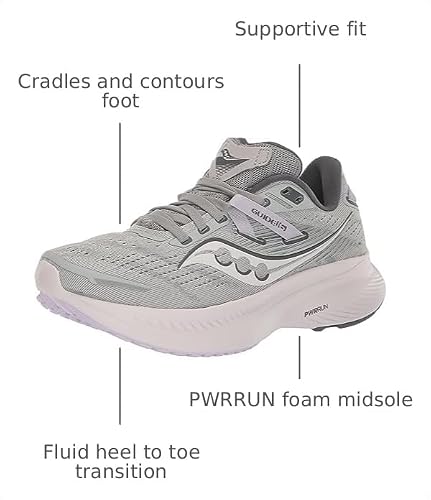Saucony Women's Guide 16 Sneaker, Concrete/Mauve, 12