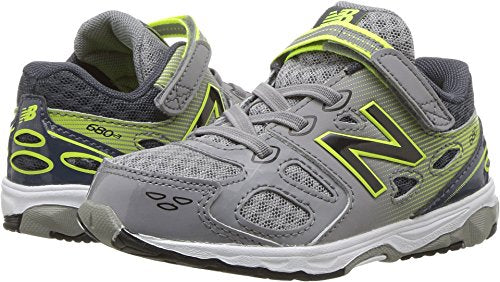 New Balance Kid's 680 V3 Running Shoe, Grey/Hi-lite, 5 Little Kid
