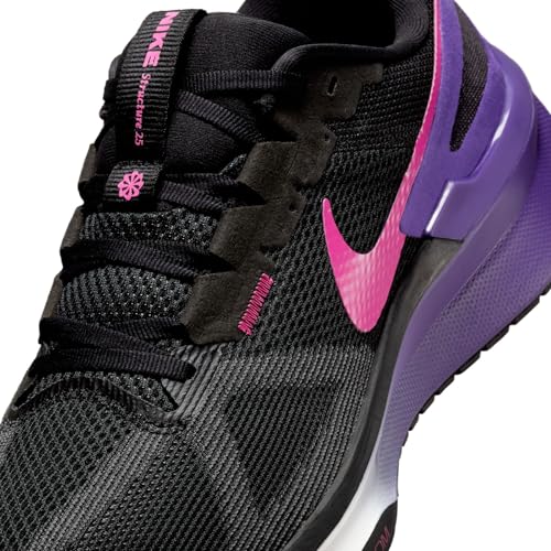 Nike Structure 25 Men's Road Running Shoes (DJ7883-010, Black/Anthracite/Field Purple/Laser Fuchsia) Size 11.5