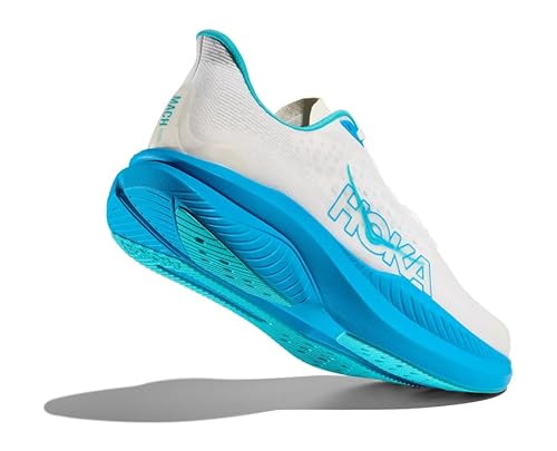 Hoka Men's Mach 6 Trainers, White Skyward Blue, 10 US