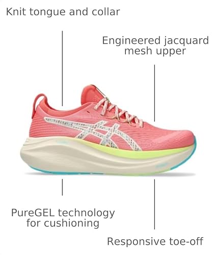 ASICS Women's Gel-Nimbus 27 Trail Running Shoes, 8.5, Nature Bathing/Guava