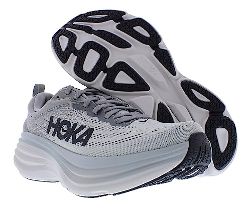 HOKA ONE ONE Bondi 8 Mens Shoes Size 12, Color: Sharkskin/Harbor Mist - alternate view 3