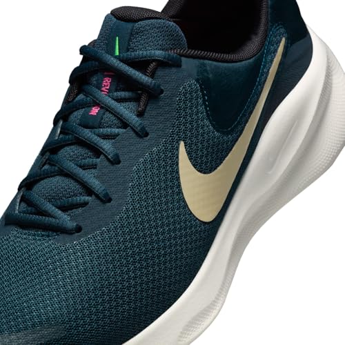 Nike Revolution 7 Men's Road Running Shoes (FB2207-407, Armory Navy/Green Strike/Hyper Pink/Desert Khaki) Size 11.5