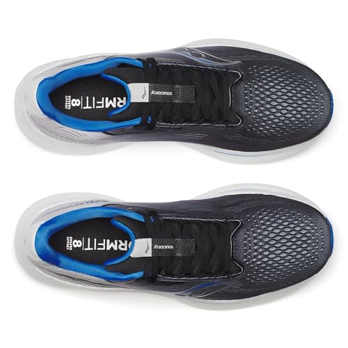 Saucony Men's Ride 18 Sneaker, Black/Skydiver, 9