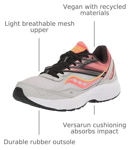 Saucony Women's Cohesion 15 Running Shoe, Fog/Sunstone, 9