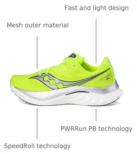 Saucony Men's Endorphin Pro 4 Sneaker, Citron/Navy, 10