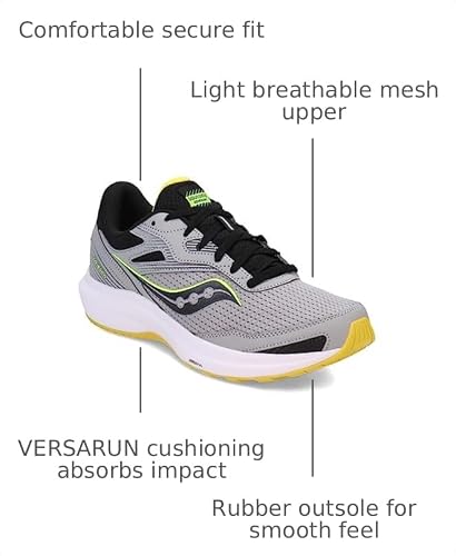 Saucony Men's Cohesion 16 Sneaker, Fossil/Sulphur, 9.5