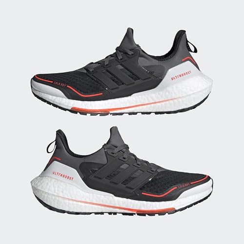 Adidas Men's Ultraboost 21, Grey/Black/Solar Red, 11
