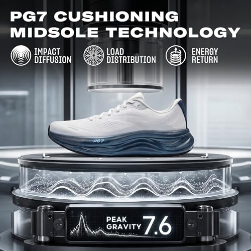 ANTA Men’s PG7 Running Shoes Cushioning Comfortable Breathable Athletic Workout Gym Cross Trainer Sports Sneakers, Gray/Navy Blue, 11.5